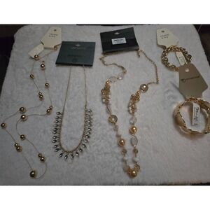 Crown & Ivy‎ New Directions Necklace Bracelet Jewelry Lot Gold Tone